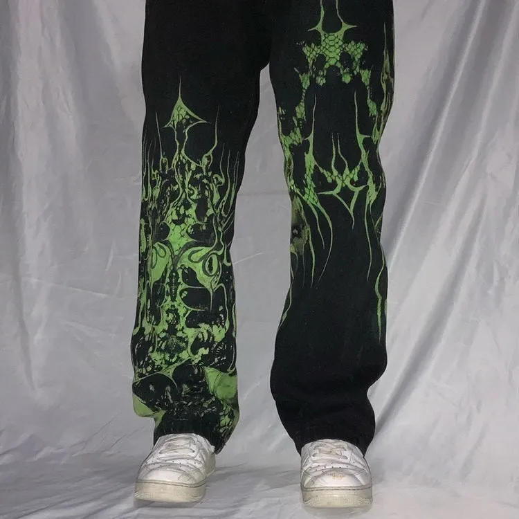 Casual green venom street jeans