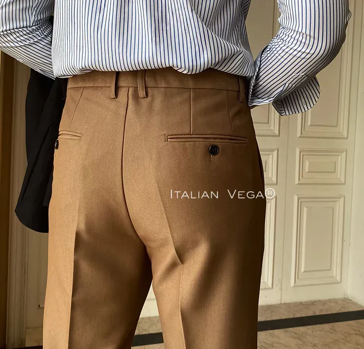 Italian Vega® Mens Formal Khaki Pants - Premium Tailored Fit
